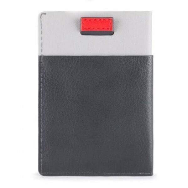Porta carte di credito Piquadro sottile con estrazione in pelle Urban grigi/nero su linait