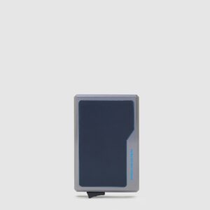Portacarte Di Credito Piquadro MagSafe In Alluminio e Pelle Blu Square Blu su linait
