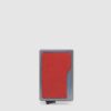Portacarte Di Credito Piquadro MagSafe In Alluminio e Pelle Blu Square Cuoio su linait
