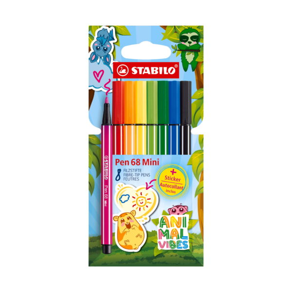 Stabilo PEN 68 Mini Animal Vibes 8 Colori Assortiti su linait