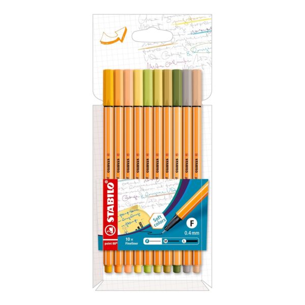 Fineliner STABILO point 88 - Astuccio con 8 colori pastello su linait