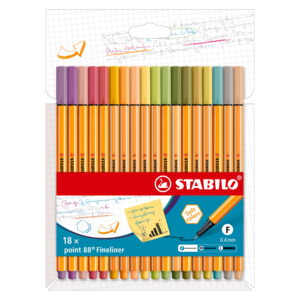 Fineliner STABILO point 88 - Astuccio con 18 colori pastello su linait