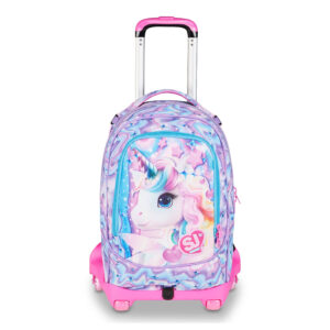 Trolley Scuola 8 Ruote Smontabile SJ GANG Led Unicorn Girl su linait