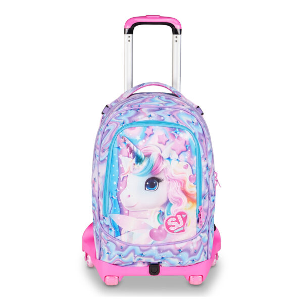 Trolley Scuola 8 Ruote Smontabile SJ GANG Led Unicorn Girl su linait