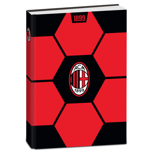 Diario Milan 2026/27 Datato 12 Mesi 13.5x18.5 cm Copertina Imbottita Football Nero su linait