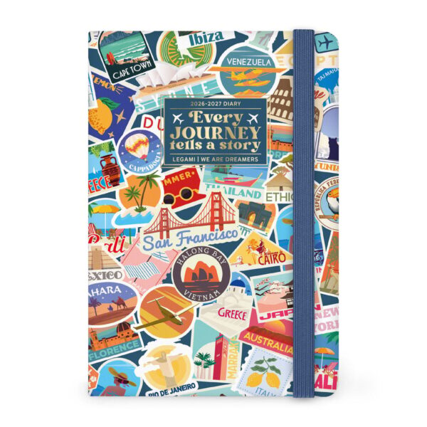 Agenda 16 Mesi Settimanale Legami Medium Con Notebook 2026/2027 Travel Stickers su linait