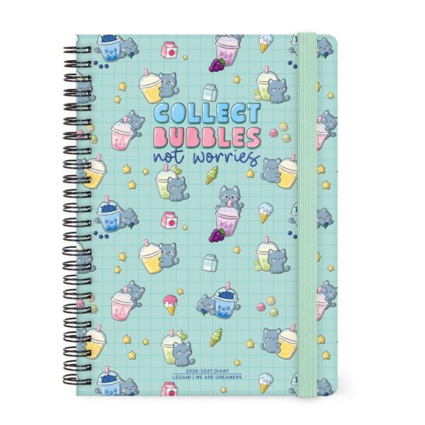 Agenda 16 Mesi Settimanale Spiralata Legami Large Con Notebook 2026/2027 Kitty Bubble Tea su linait
