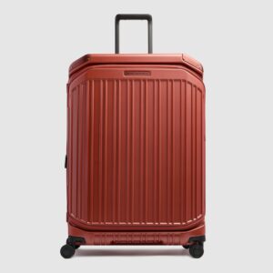 Trolley grande rigido con doppia apertura quattro ruote PQ-Light cuoio opaco su linait