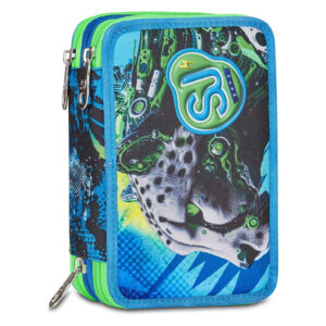 Astuccio 3 Zip Triplo Scomparto Completo SJ Gang Cuccioli Maschile Blu su linait