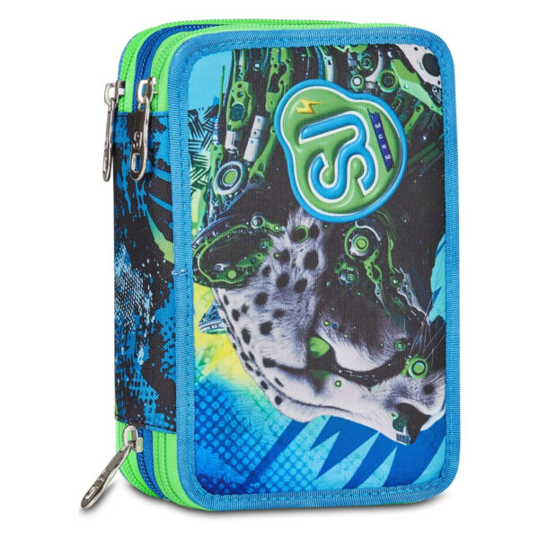 Astuccio 3 Zip Triplo Scomparto Completo SJ Gang Cuccioli Maschile Blu su linait