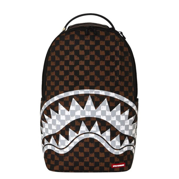 Zaino Sprayground BROWN AND CREAM DRIP CHECK SHARK su linait