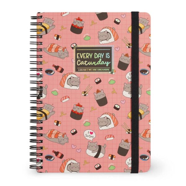 Quaderno Spiralato Formato A5 1 Rigo Sushi Cat su linait