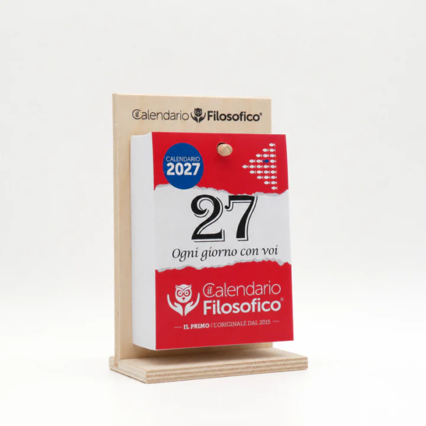In Tempo Calendario Filosofico Giornaliero 2027 con Supporto in Legno Formato A6 10x14cm su linait
