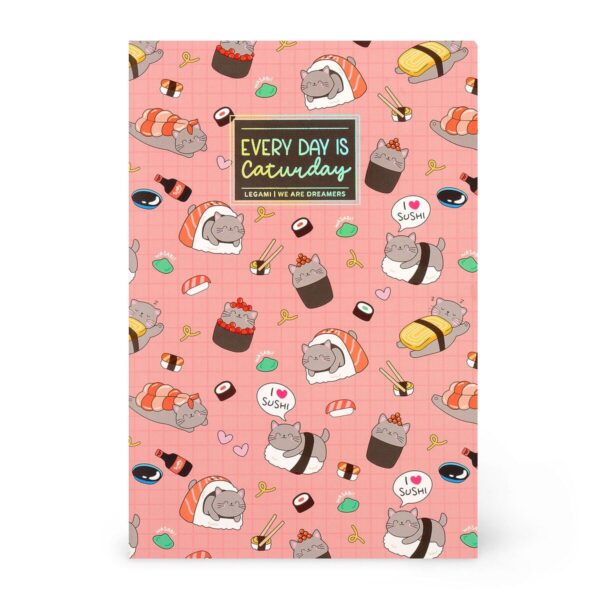 LINED NOTEBOOK - QUADERNO - LARGE - SUSHI CAT su linait