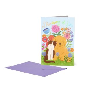 LARGE GREETING CARD - THINK OF YOU DOG AND CAT su linait