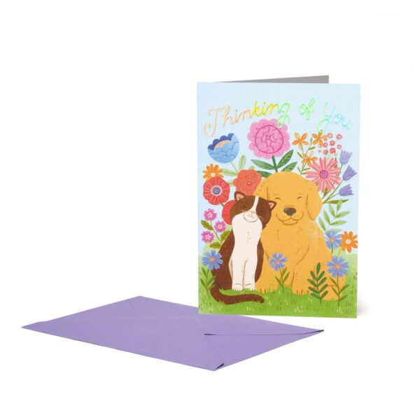 LARGE GREETING CARD - THINK OF YOU DOG AND CAT su linait
