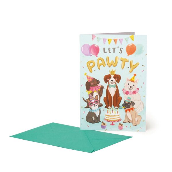 LARGE GREETING CARD - LET'S PAWTY DOGS su linait