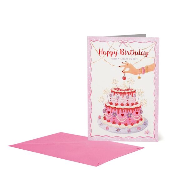 LARGE GREETING CARD - CHERRY CAKE su linait