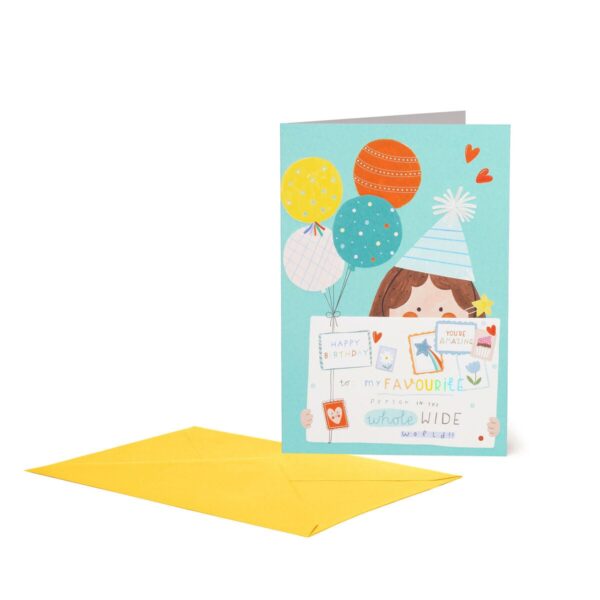 LARGE GREETING CARD - FAVOURITE BIRT su linait