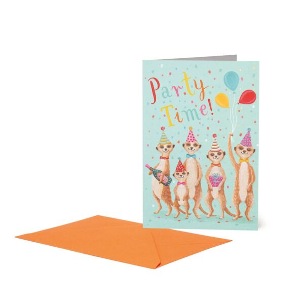 LARGE GREETING CARDS -  PARTY TIME MEERKATS su linait