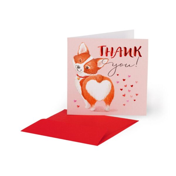 SMALL GREETING CARD - THANK YOU CORGI su linait