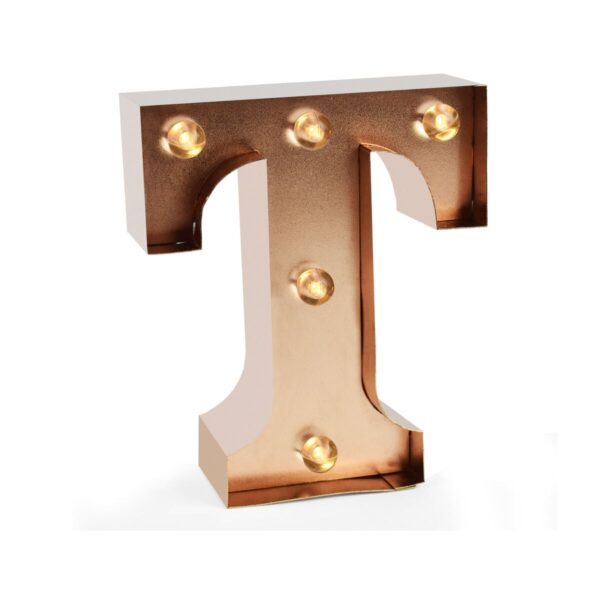 Mini Lettera Decorativa Luminosa Gold Rose T su linait