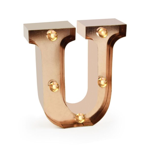 Mini Lettera Decorativa Luminosa Gold Rose U su linait