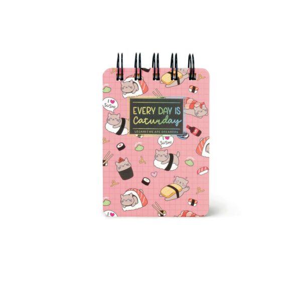 LINED SPIRAL- BOUND NOTEPAD - SPIRAL NOTEPAD - MINI - SUSHI CAT su linait