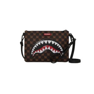 Pochette Sprayground SHARKS IN PARIS WTF BUBBLE BROWN CHECK su linait