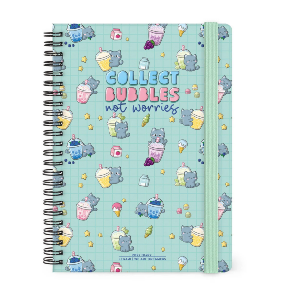 Agenda Legami 2027 Settimanale Spiralata 12 Mesi Large Kitty Bubble Tea su linait