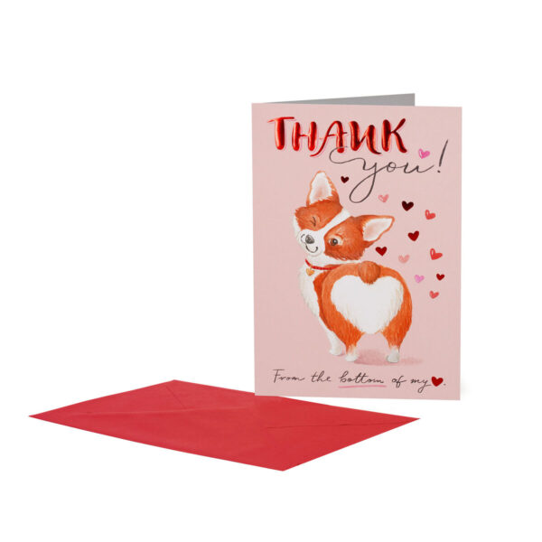 LARGE GREETING CARD - THANK YOU CORGI su linait