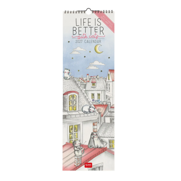 Calendario Da Parete 12 Mesi Legami 2027 16x49 cm Life Is Better With Cats su linait