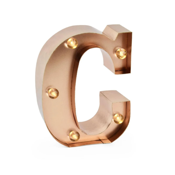 Mini Lettera Decorativa Luminosa Gold Rose C su linait