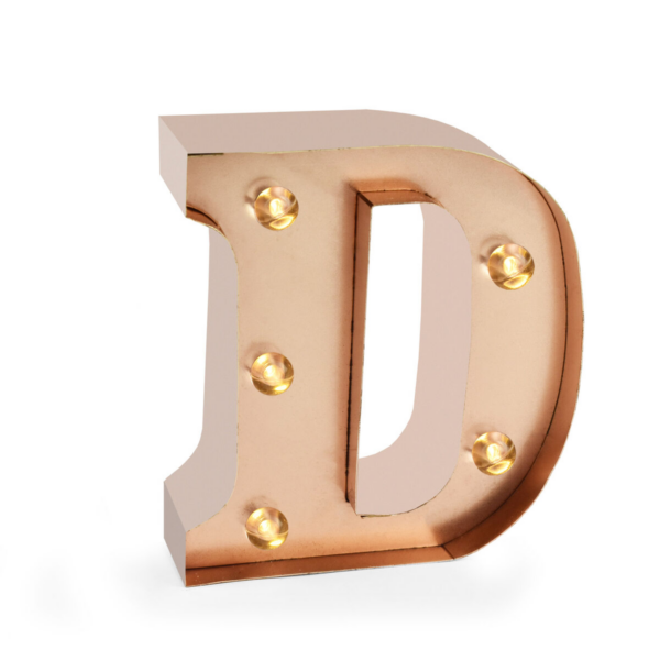 Mini Lettera Decorativa Luminosa Gold Rose D su linait