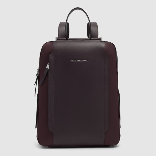 Zaino Donna Piquadro Porta Computer 14 In Pelle e Tessuto Lyra Bordeaux Scuro