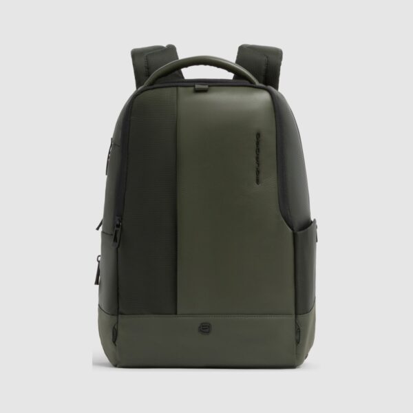 Zaino Uomo Piquadro Porta Computer 14 In Pelle e Tessuto Sync Verde