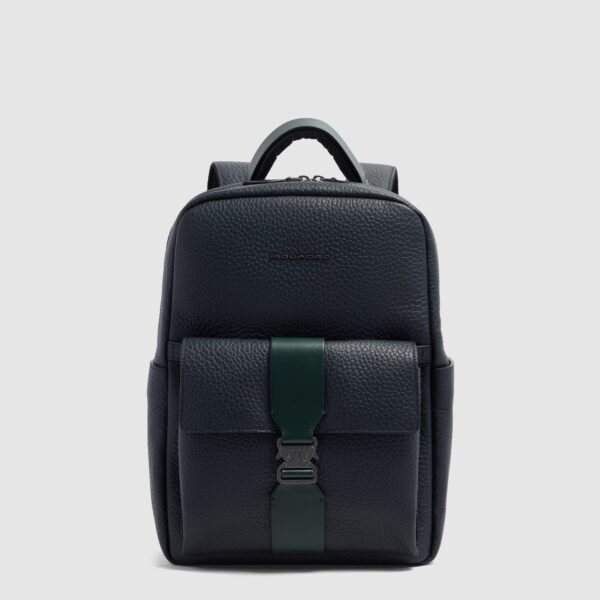Zaino Uomo Piquadro Porta Computer 14 In Pelle Materia Blu/Verde