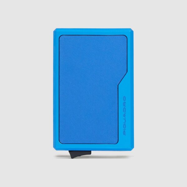 Portacarte Piquadro Automatico MagSafe In Alluminio e Pelle S145 Blu