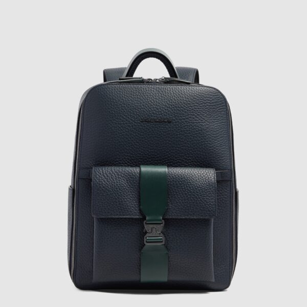 Zaino Da Viaggio Piquadro Porta Computer 15,6 In Pelle Materia Blu/Verde