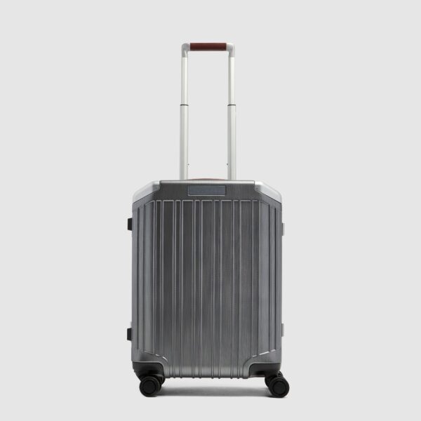 Trolley Piquadro Cabina 4 Ruote Chiusura a Impronta Digitale PQLM Nero/Cuoio
