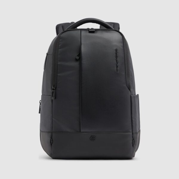 Zaino Uomo Piquadro Porta Computer 14 In Pelle e Tessuto Sync Nero