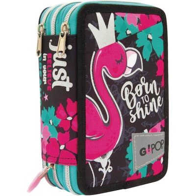 Astuccio 3 Zip GOPOP Girl Flamingo