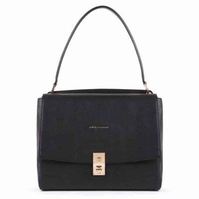 Borsa Piquadro donna a spalla porta iPad Pro in pelle nera