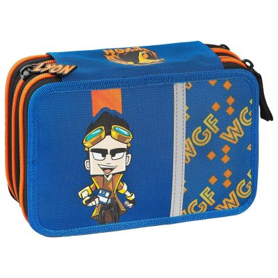 Lyon Gamer Astuccio 3 Zip Completo Blu Arancio Nero