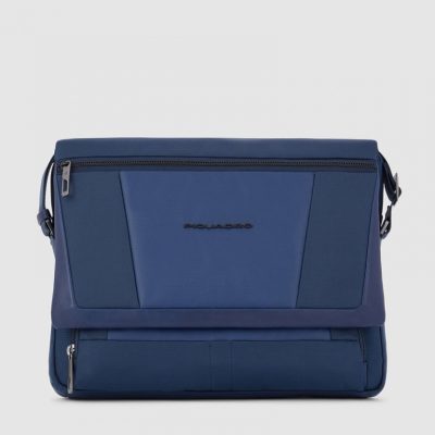 Messenger Piquadro Porta Computer 14 in Pelle e Tessuto Wallaby Blu