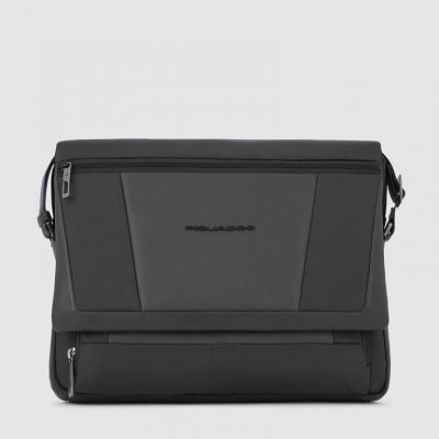 Messenger Piquadro Porta Computer 14 in Pelle e Tessuto Wallaby Nero