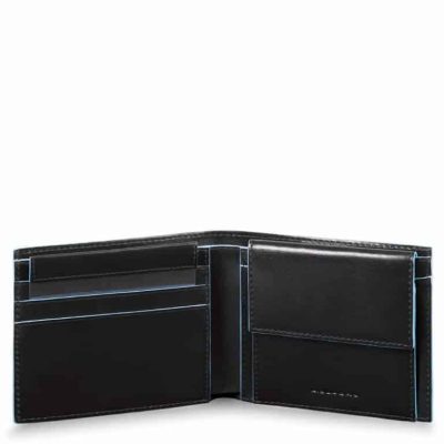 Portafoglio Piquadro uomo con portamonete in pelle Blue Square nero