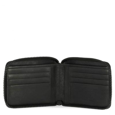 Portafoglio Piquadro uomo con zip porta carte credito in pelle Harper nero