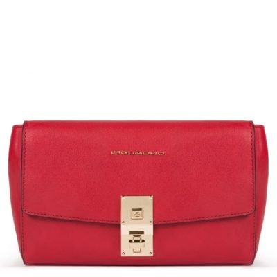 Tracolla Piquadro donna crossover due scomparti in pelle Rosso